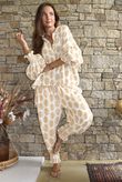 Daughter Of Ibiza Indira Balloon Sleeve Shirt Ochre & Rose Pre order 14 days